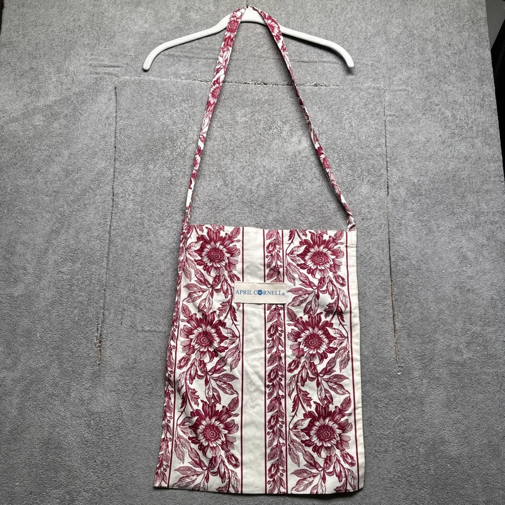 April‎ Cornell Floral Shoulder Bag Red Cream Canvas Cottagecore Tote Boho Purse